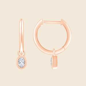 Boucles d'oreilles ovales scintillantes avec diamants ovales cultivés en laboratoire 0,22 carat F+-VS en or massif 14 carats, cadeau d'anniversaire de mariage - Product Image 3