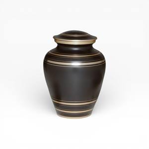 Chocolate Brown Gloss Cremation Urn with Gold Floral Engraved Band and Secure Lid for Classic <b>Memorial</b> - Product Image 3