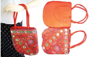 กระเป๋าถือโบโฮวินเทจทำจากชายแดนส่าหรีซาริกระเป๋าถือแบบเย็บปะติดปะต่อกันกระเป๋าถือ bohomain indiaethnic johla สุภาพสตรี - Product Image 2