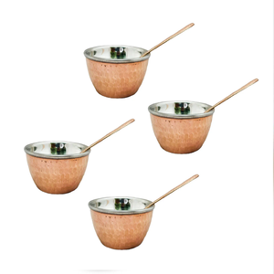 Set of Two Gold Exterior <b>Bowls</b> with Vibrant <b>Red</b> Interiors - Modern Metal <b>Bowls</b> for Salads, Fruits, or Decorative Display - Product Image 2