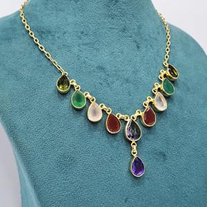 925สร้อยคอเงินสเตอร์ลิงชุบทองอัญมณีรูปหยดน้ำเครื่องประดับแฮนด์เมดดีไซน์เนอร์แบบวินเทจไม่เหมือนใคร - Product Image 2