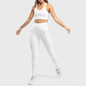 Conjunto de sujetador deportivo y Pantalón ajustado respetuoso con el medio ambiente, precio barato, entrega rápida, cintura elástica, gimnasio, entrenamiento atlético, conjunto de ciclismo para mujer - Product Image 3