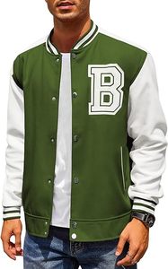 Veste universitaire légère en laine mélangée pour hommes, bombardier de baseball d'hiver avec décoration en fourrure de mouton, style Letterman tricoté - Product Image 2