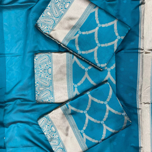 ผ้าแจ็คการ์ดหนาผ้าแจ็คการ์ดสีม่วงท้องฟ้าสีน้ำเงินสีทองเส้นไหมสำหรับงานสานบอลลีวูดสำหรับฤดูร้อน - Product Image 1