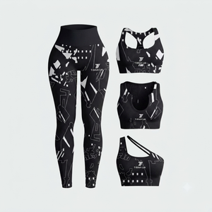 Conjunto de Yoga de Primera Calidad, Ropa Deportiva, Precio al por Mayor, Proveedor Directo de Fábrica, Conjunto de Yoga Elástico en Cuatro Direcciones, Cintura Alta - Product Image 3