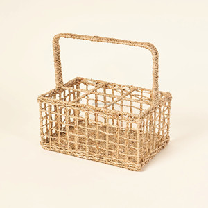 Water Hyacinth Utensil Caddy Wicker Woven Caddy Cutlery Storage Organizer Basket Tote Bin Basket for <b>Kitchen</b> <b>Table</b> Pantry - Product Image 1