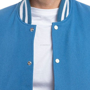 Chaqueta Varsity para Hombre, Cuerpo de Lana, Mangas de Cuero, Cierre de Cremallera, Transpirable, Estilo Bomber con Parches, Uniforme Deportivo - Product Image 4