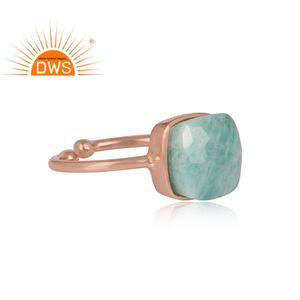 Dernière conception faite à la main en argent sterling plaqué or rose Amazonite naturelle bague réglable fabricant de bijoux - Product Image 3
