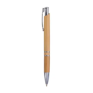 Stylo promotionnel personnalisé en bambou avec design à clipser - Product Image 2