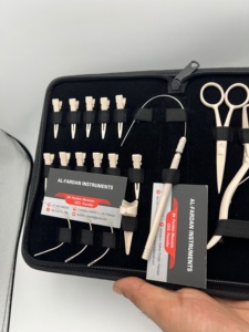 Kit d'outils pour extensions de cheveux couleur beige nude, en acier inoxydable de qualité chirurgicale, avec logo personnalisé, pinces, clips métalliques à boucle, ciseaux, aiguilles - Product Image 2