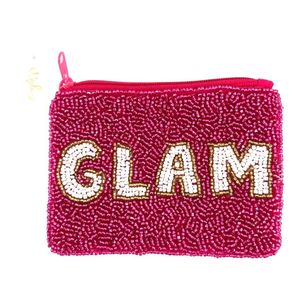 US Jewelry House's Latest Hand Embroidered Seed Beaded Coin <b>Purse</b> Hot Pink/Golden/<b>White</b>-a Glamorous Christmas Accessory - Product Image 1