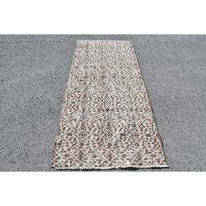 Tapis turc vintage classique Beige marron 3.1x7.1 pieds Patchwork Boho tissage plat laine latex soutenu pour salon tapis de jute - Product Image 1