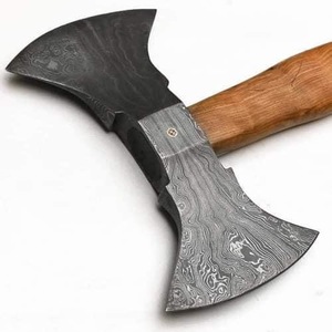 บริการผลิตขวานดาบคู่เหล็กดามัสกัสคุณภาพสูงแบบ OEM ODM พร้อมด้ามไม้สำหรับตั้งแคมป์และตัด - Product Image 3
