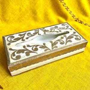 Caja de pañuelos con incrustaciones de hueso indio de diseño moderno y accesorios de decoración de mesa de cocina rectangulares hechos a mano en incrustaciones de hueso - Product Image 4