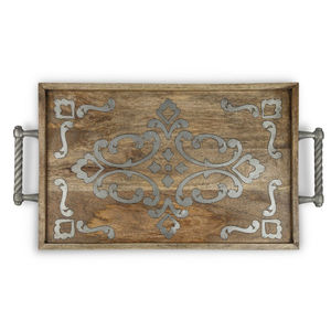 Bandeja Decorativa Rectangular de Madera de Mango Natural Tallada a Mano con Asas para Desayuno, Comida, Té y Decoración del Hogar - Product Image 6