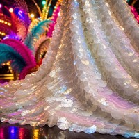 Tissu en maille polyester à sequins ronds argentés de grande taille pour robe de soirée mini dos nu, fabrication sur mesure OEM