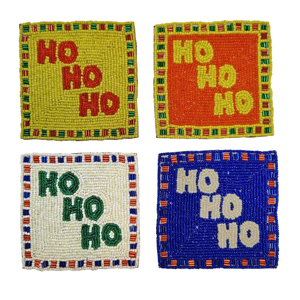 Handmade Beaded Coaster Set Square Drink <b>Mats</b> with Festive Patterns for <b>Christmas</b> <b>Table</b> Decor Gifts Seasonal Use Home Accent - Product Image 3