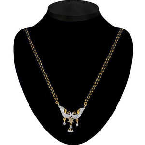 Kriaa White American Diamond <b>Peacock</b> Design Mangalsutra 2200812-Elegant <b>Peacock</b>-Inspired Diamond <b>Jewelry</b> - Product Image 1