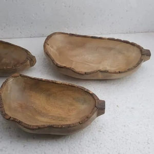 Nuevo Diseño, Tazón de Madera Esmaltado con Diseño de Flores, Tazones de Madera Grandes con Esmalte Impreso, Tazón para Servir Ensalada de Madera de Mango - Product Image 1