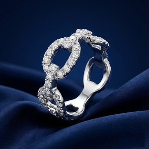 Bague de fiançailles en or blanc massif 18 carats de haute qualité avec diamants véritables, sertie pavé torsadé, style classique, pour anniversaire de mariage - Product Image 1