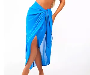 Wholesale price Hawaii Low MOQ customize printed perfect beach cover up wrap reasonable price for women beach wrap