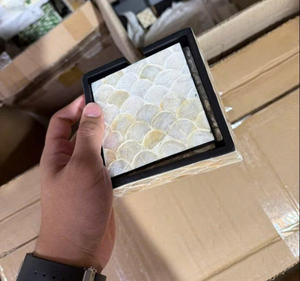 Handcrafted Mother of Pearl Inlaid Coaster <b>Decorative</b> Shell Inlay Table <b>Accessory</b> - Product Image 1