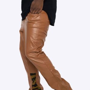 Men's Retro Leather Flared Pants - Durable and Comfortable <b>Bell</b>-Bottom Trousers for a Vintage Fashion Statement - Product Image 5