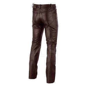 Ventes chaudes Pantalons en cuir foncé légers à taille mi-haute avec braguette boutonnée pour hommes Service OEM Vente en gros Fabriqué au Pakistan - Product Image 5