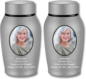 Photo personnalisée Petites urnes personnalisées pour cendres humaines Urnes souvenirs en acier inoxydable pour la crémation commémorative Urne argentée de taille personnalisée - Product Image 6
