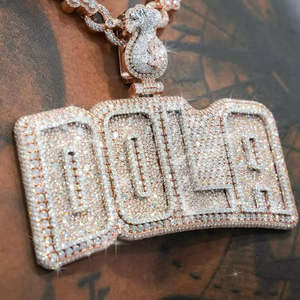 Colgante de Moissanita con Letras Personalizadas, Diseño de Palabra Helada, Color D VVS, Plata 925 Chapada en Oro, Joyería Hip Hop, OEM ODM al por Mayor - Product Image 2