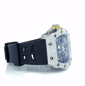 Reloj de Lujo con Incrustaciones de Moissanita para Él, con Correa de Goma, Elegante Reloj de Pulsera con Diamantes para Hombre, Regalo para Hombre - Product Image 3