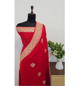 Luxury Handcrafted Pure Tassur Kadhwan Banarasi Saree Handwoven Exquisite Traditional Detailing Quick Dry Sun Protection Party - Product Image 1