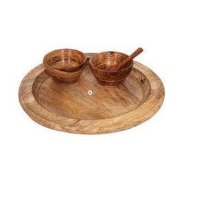Cuenco de madera de Acacia de tamaño mini, hecho a mano con cuchara de madera y plato, utensilios de cocina, tazón de madera para la venta - Product Image 1