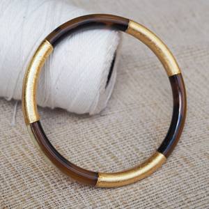 สร้อยข้อมือฮอร์นสีทองคุณภาพดีที่สุดสร้อยข้อมือธรรมชาติกำไลเขาเครื่องประดับสำหรับผู้หญิง - Product Image 3