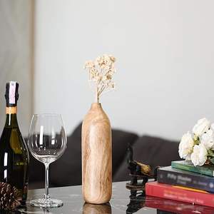 Vase décoratif artisanal en bois de manguier, finition naturelle, écologique, décoration d'intérieur, accent pour le salon, étagère, table - Product Image 5