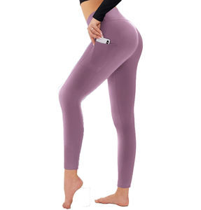 Nouveau 2025 taille haute respirant poches décontractées leggings double tissu polyester brossé leggings avec poches - Product Image 2