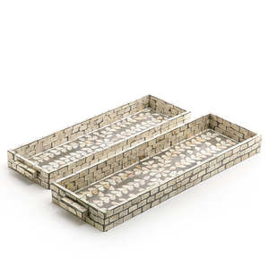 Plateau de service moderne en nacre rose avec poignée en vadrouille, dernier design durable et élégant pour les fêtes de mariage à l'hôtel. - Product Image 3