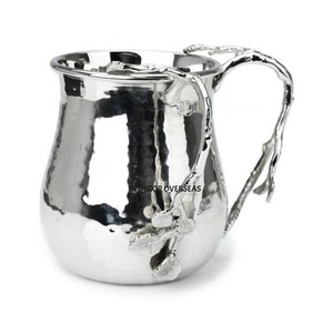 Wholesale Bulk Selling Best Quality Metal Silver Shiny Polished Barware Drinkware Fancy <b>Mugs</b> With Gold Plated Leaves Handles - Product Image 2