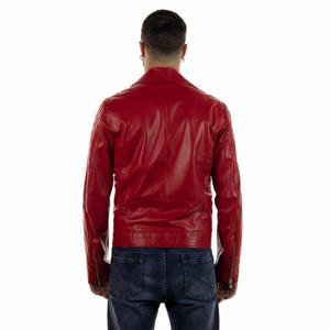 Veste en cuir véritable originale pour hommes Veste en cuir classique d'agneau à la mode Veste en cuir de mouton motard pour hommes - Product Image 6