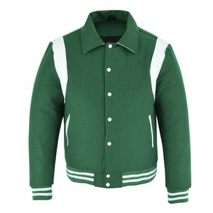 Veste chauffante d'hiver en cuir blanc à col montant classique pour homme, style universitaire, baseball, collège, rue, OEM - Product Image 1