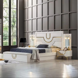 Juego de dormitorio elegante Pinar, cama King Kin, cabecero iluminado de alta calidad, armario con espejo, gran oferta, muebles turcos de estilo 2026 - Product Image 1