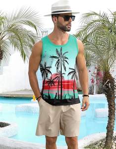 Camiseta sin mangas hawaiana tropical para hombre, camiseta sin mangas de playa de verano, camiseta muscular con estampado gráfico Funky Aloha - Product Image 2