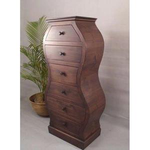 Arcón de 6 cajones artístico moderno, muebles de hogar de madera maciza curvada de madera MDF para sala de estar - Product Image 1