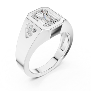 Anillo de joyería de corte esmeralda de diamante cultivado en laboratorio para hombres de oro de 18 quilates de calidad premium - Product Image 4