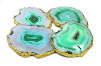 Sous-verres en agate verte naturelle de qualité supérieure - Ensemble de pierres semi-précieuses sculptées élégantes pour la maison, le café, le thé et les accessoires de bar