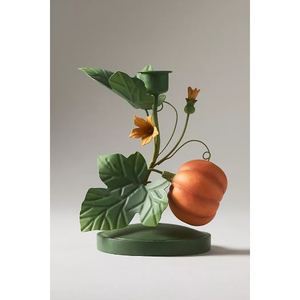 Royal Iron Strawberry Plant <b>Candle</b> Stand Green Leaves <b>Red</b> Berries White Flowers Durable Metal Base Home Decoration - Product Image 5