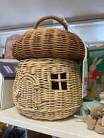 Panier de champignons en rotin fait à la main organisateur de jouets pour enfants panier de rangement décoratif en forme de maison pour la maison ou les cadeaux