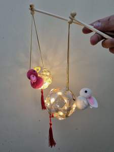 Linterna de bambú ecológico con cubierta de animales de algodón suave, juguete ligero adorable para niños, mediados de otoño - Product Image 2