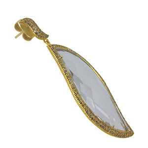 Bijoux en or jaune massif 18 carats avec pierres précieuses Boucles d'oreilles en cristal avec diamant pavé naturel Grossiste de bijoux fins en or véritable diamant - Product Image 3