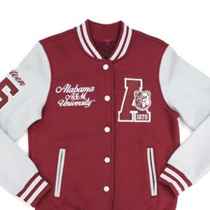 Chaqueta Universitaria Unisex de la Universidad Alabama A&M, Piel de Oveja Premium, Transpirable, de Invierno, Tejida, Ropa HBCU, Estampado Informal - Product Image 2